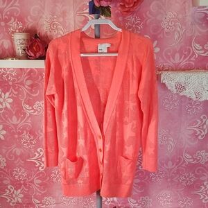 ASOS Curve Coral Button-Front Cardigan (NWOT)